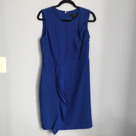 ⭕️ PRICE FIRM NEW Donna Karan Size 10 Blue Ruffle Sleeveless Sheath Dress - Picture 2 of 5